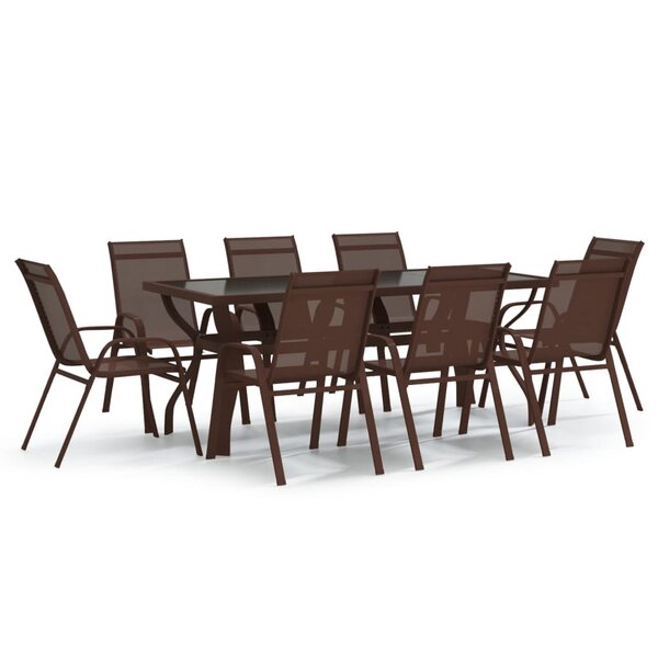 vidaXL Ensemble à manger de jardin 9 Pièces Marron et noir