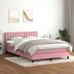 vidaXL Sommier à lattes de lit avec matelas rose 160x210 cm velours
