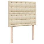 vidaXL Sommier à lattes de lit avec matelas Crème 120x200 cm Tissu