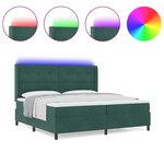 vidaXL Lit à Ressorts avec Matelas LED Vert foncé 200 x 200 cm Velours