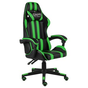 Chaise fauteuil siège pivotante de bureau informatique étude de jeux vidéo et similicuir vert 02_0024227