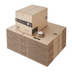 Pack and Move - Lot 45 cartons déménagement hauteur modubale variable personnalisable - 60 x 45 x 31-41 cm - Poignées renforcées - 1 adhésif offert