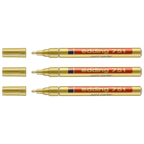 Marqueur Peinture 751 Or Pointe Ronde 1-2 mm x 3 EDDING