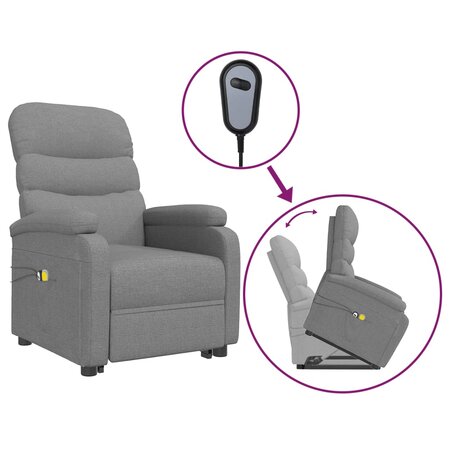 vidaXL Fauteuil de massage inclinable Gris clair Tissu