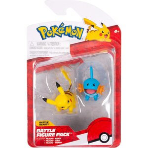 Jazwares PKW3592 - Pokémon - Lot de 2 figurines de combat Pikachu et Hydropi