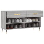 vidaXL Banc à chaussures sonoma gris 102x35x55 cm bois d'ingénierie