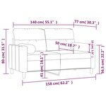 vidaXL Canapé 2 places avec oreillers gris foncé 140 cm tissu