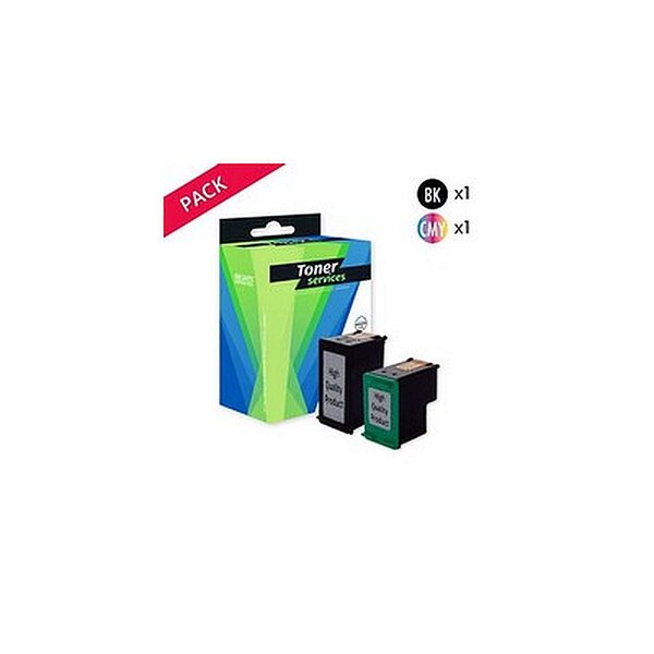 Compatible HP 350/351 Pack de 2 cartouches d'encre noires et couleurs marque Toner Services (SD412EE)
