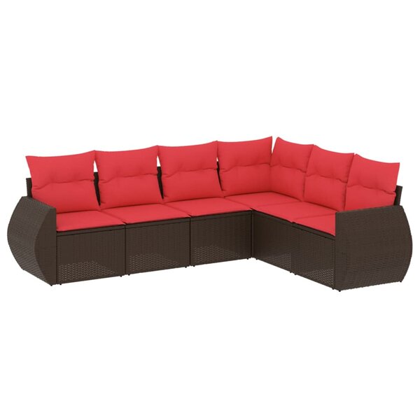 vidaXL Salon de jardin 6 Pièces avec coussins marron résine tressée