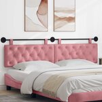 vidaXL Tête de lit suspendue Avec lumière LED Rose Velours