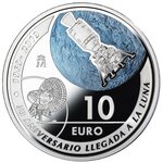 Pièce de monnaie 10 euro Espagne 2019 argent BE – Premiers pas sur la lune