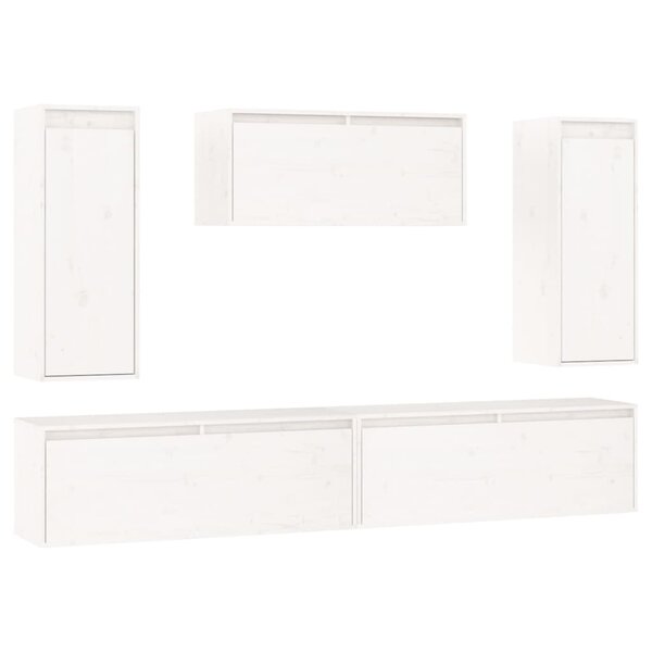 vidaXL Meubles TV 5 Pièces Blanc Bois massif de pin