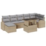 Ensemble de canapé de jardin de 8 pièces avec coussins en rotin poly beige