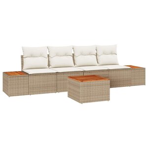 vidaXL Ensemble de canapé de jardin 5 Pièces Beige Poly rotin