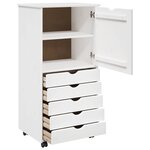 vidaXL Cabinet roulant Blanc 53 x 39 x 103 cm Bois de Pin Massif