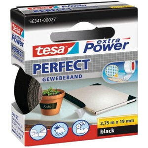 Ruban adhésif toilé réparation fixation tesa power effect 2 75m x 19mm noir