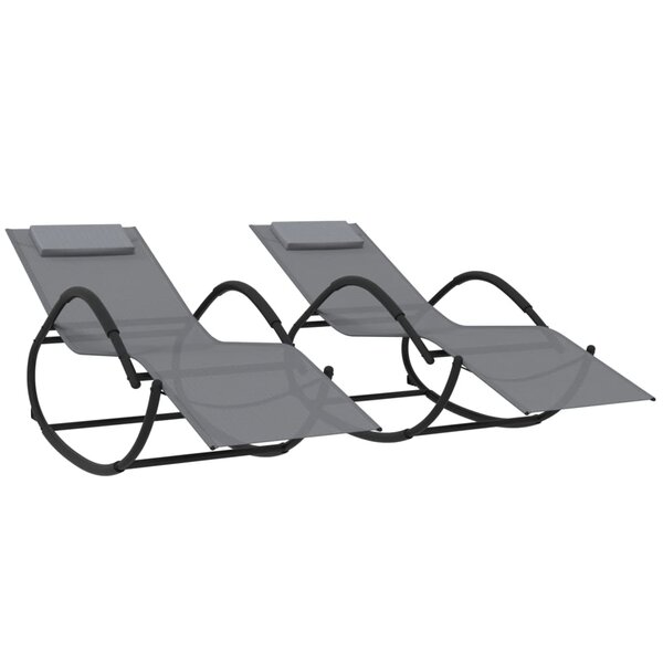 vidaXL Chaises longues à bascule 2 Pièces Gris Acier et textilène