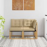 vidaXL Canapé d’extérieur milieu et coin avec coussin 2 Pièce Blanc