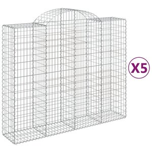 vidaXL Paniers à gabions arqués 5 Pièces 200x50x160/180 cm Fer galvanisé