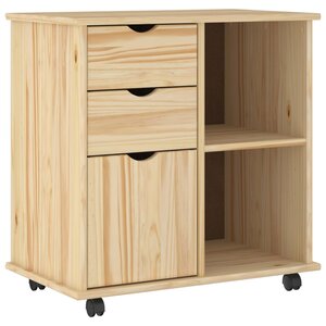 vidaXL Cabinet roulant 63 5 x 39 x 65 5 cm Bois de Pin Massif Marron