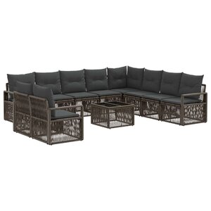 vidaXL Ensemble de canapé de jardin 11 pc Gris polyrotin