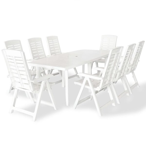 vidaXL Mobilier à dîner d'extérieur 9 Pièces Plastique Blanc