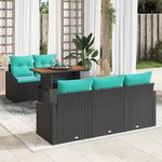 vidaXL Ensemble de salle à manger pour jardin 6 Pièces Noir et Sarcelle