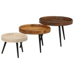 vidaXL Tables basses rondes 3 Pièces bois de manguier massif