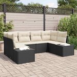vidaXL Ensemble de canapé de jardin avec coussin 6 Pièces Noir Poly rotin