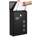 Boîte aux lettres murale moderne avec fenêtres de visualisation plaque signalétique serrure avec noyau en cuivre facile à installer noir 12_0001899