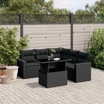 vidaXL Salon de jardin 6 Pièces avec coussins noir résine tressée