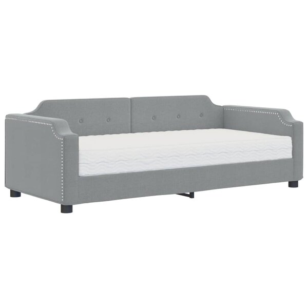 vidaXL Lit de jour avec matelas gris clair 90x200 cm tissu