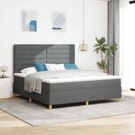 vidaXL Lit à ressorts avec matelas Gris foncé 180 x 200 cm tissu