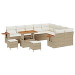 vidaXL Ensemble de canapé de jardin avec coussin 12 Pièces beige et crème