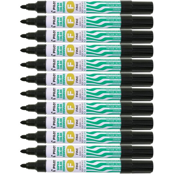 Marqueur permanent sca-f corps métal pte ogive fine noir x 12 pilot