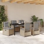 vidaXL Ensemble de salle à manger de jardin 7 pièces Beige Rattan Poly