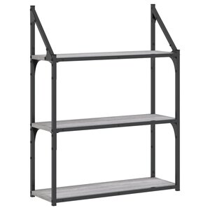 vidaXL Étagère murale 3 niveaux sonoma gris 60x21x78 5 cm