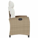 vidaXL Chaise de jardin inclinable et table d'appoint beige polyrotin