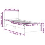 vidaXL Cadre de lit tête de lit et lumières LED chêne fumé 90x190 cm