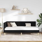 vidaXL Cadre de lit d'angle Noir 80 x 200 cm Tissu et bois reconstitué