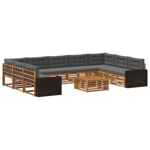 vidaXL Ensemble de canapés d'extérieur 10 pc Naturel et Anthracite