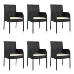 vidaXL Ensemble à dîner de jardin et coussins 7Pièces Noir Résine tressée