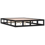 vidaXL Cadre de lit Noir 135x190 cm Double Bois massif