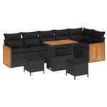 vidaXL Ensemble de canapé de jardin avec coussin 11 Pièces Noir polyrotin