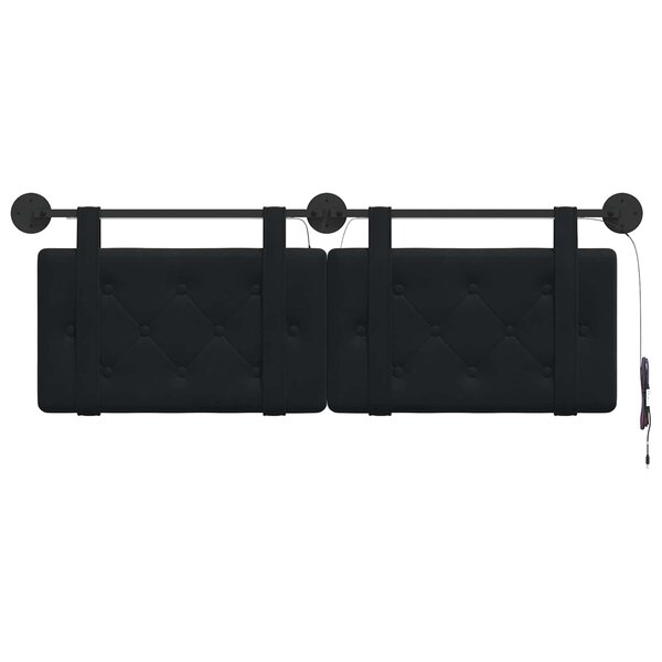 vidaXL Tête de lit suspendue Avec lumière LED Noir Velours