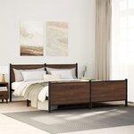 vidaXL Cadre de lit en métal sans matelas chêne marron 140x190 cm