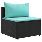 vidaXL Salon de jardin 6 Pièces avec coussins Noir Résine tressée