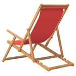 vidaXL Chaise de plage pliable Bois de teck solide Rouge