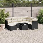 vidaXL Salon de jardin 8 Pièces avec coussins noir résine tressée