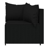 vidaXL Salon de jardin 4 Pièces avec coussins Noir Résine tressée